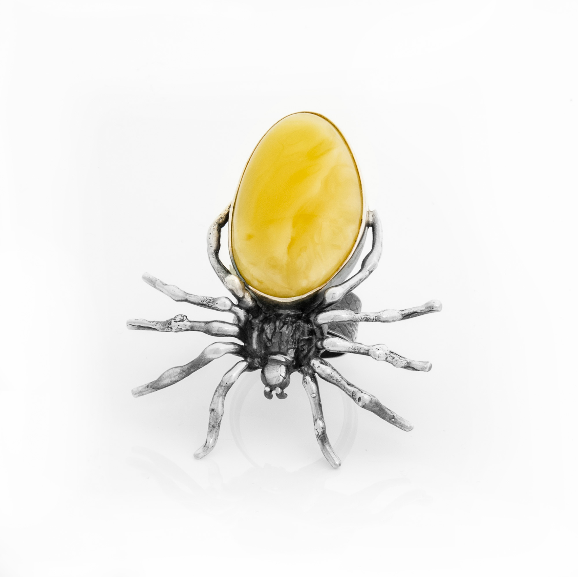 Sterling Silver Baltic Amber Spider Ring 1